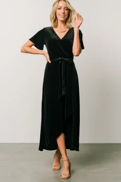 Baltic Born midi dresses|bump friendly|Nadine Velvet Midi Dress | Black