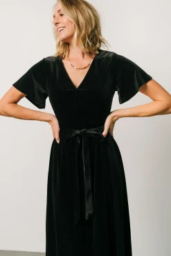 Baltic Born midi dresses|bump friendly|Nadine Velvet Midi Dress | Black
