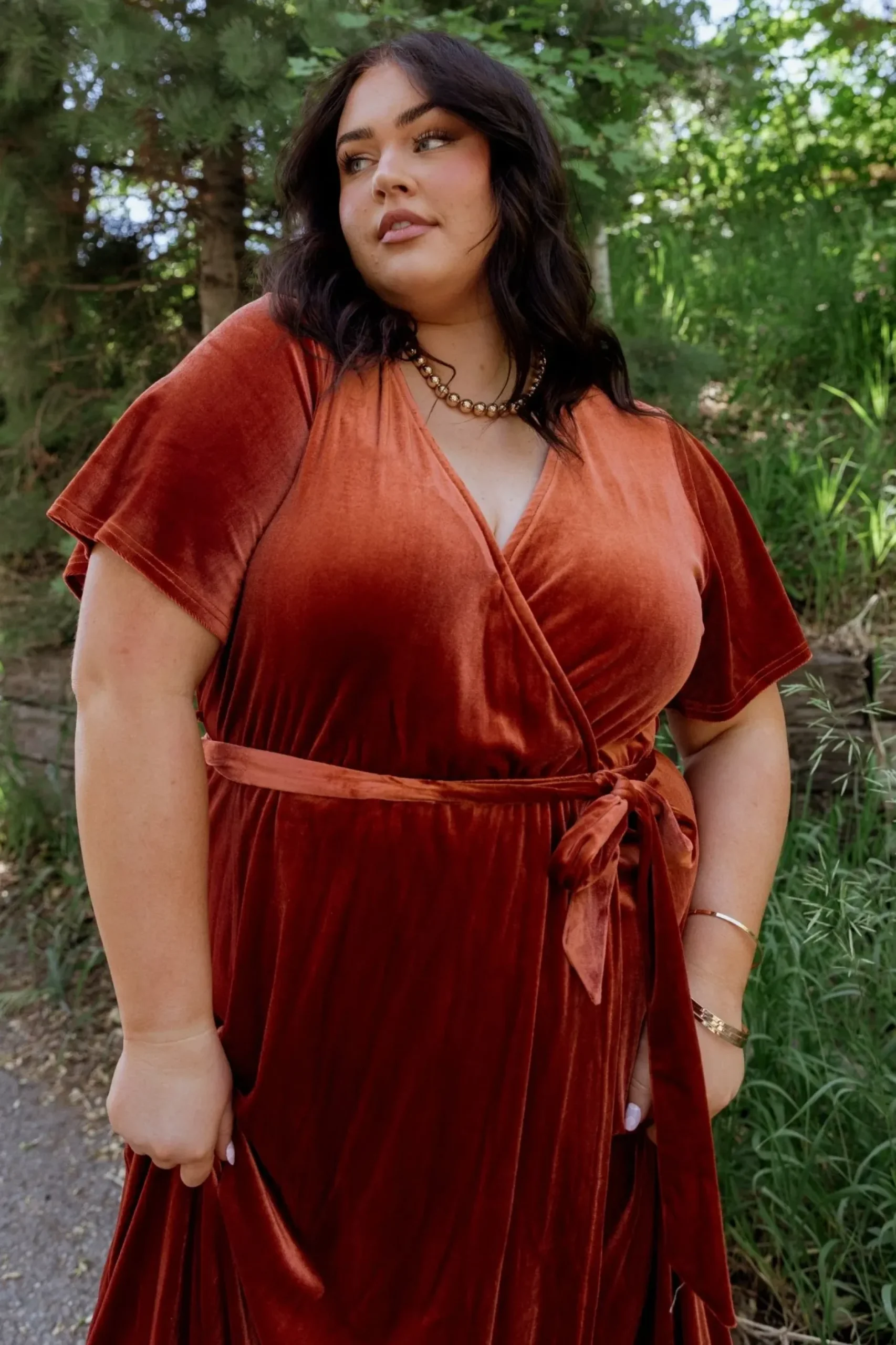 Baltic Born midi dresses|bump friendly|Nadine Velvet Midi Dress | Rust