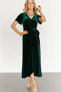 Baltic Born midi dresses|bump friendly|Nadine Velvet Midi Dress | Green