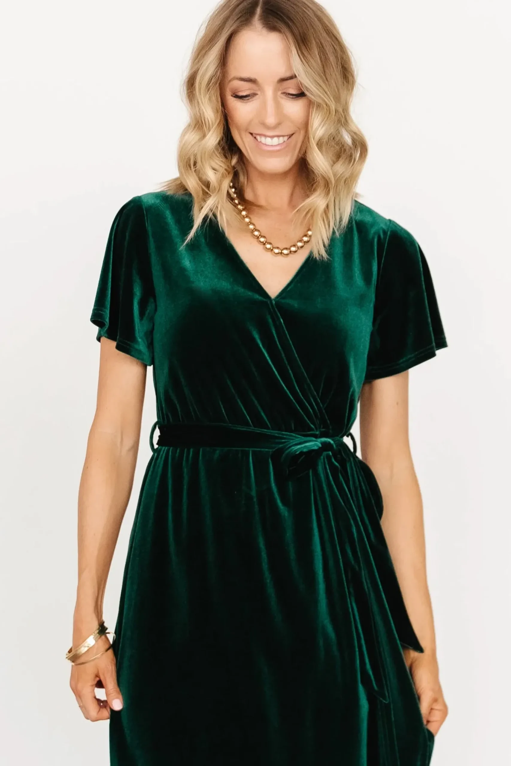 Baltic Born midi dresses|bump friendly|Nadine Velvet Midi Dress | Green