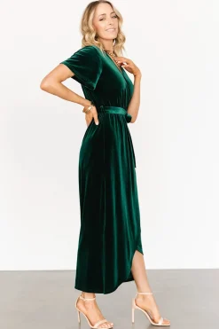 Baltic Born midi dresses|bump friendly|Nadine Velvet Midi Dress | Green