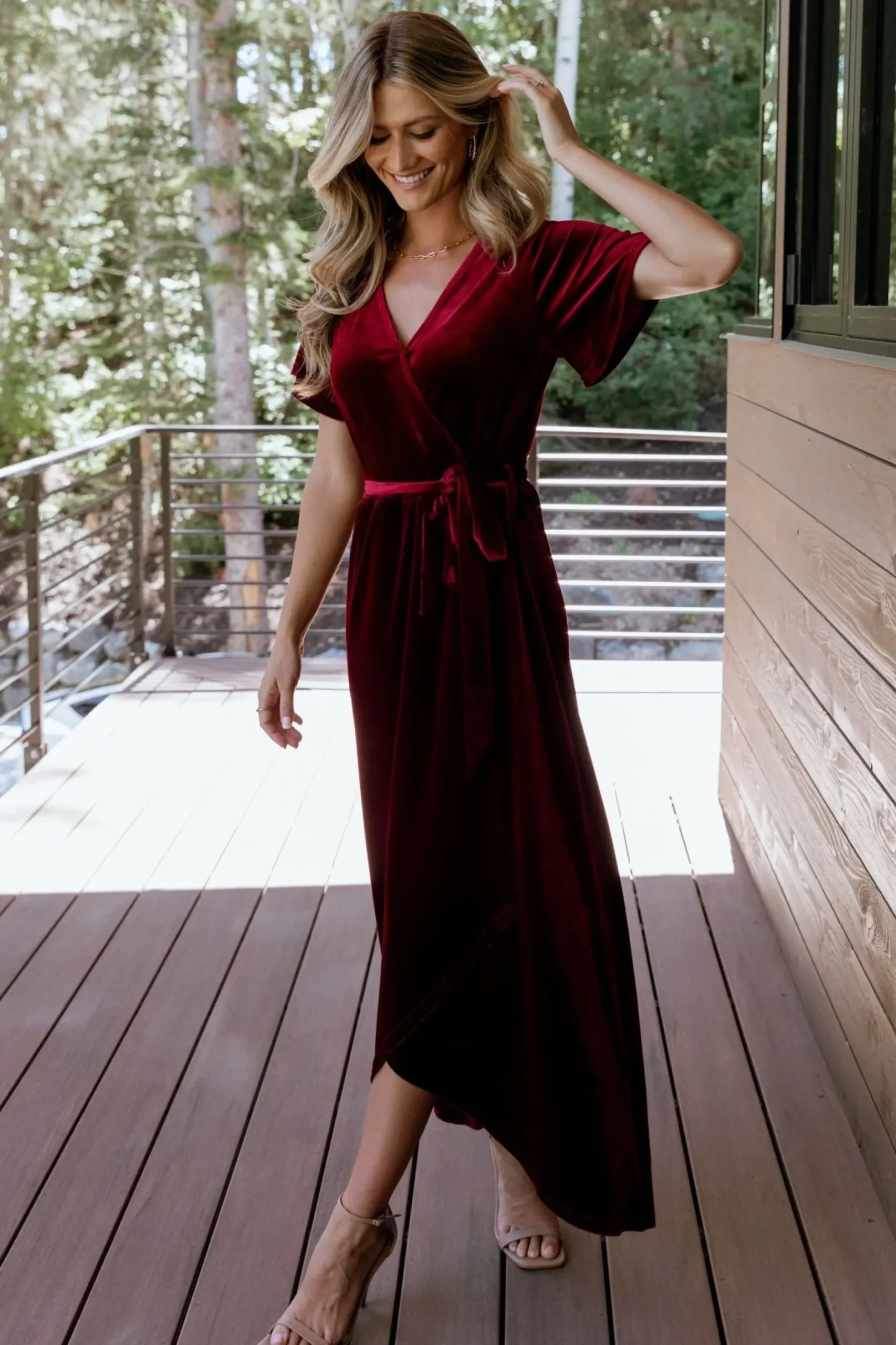 Baltic Born midi dresses|bump friendly|Nadine Velvet Midi Dress | Merlot