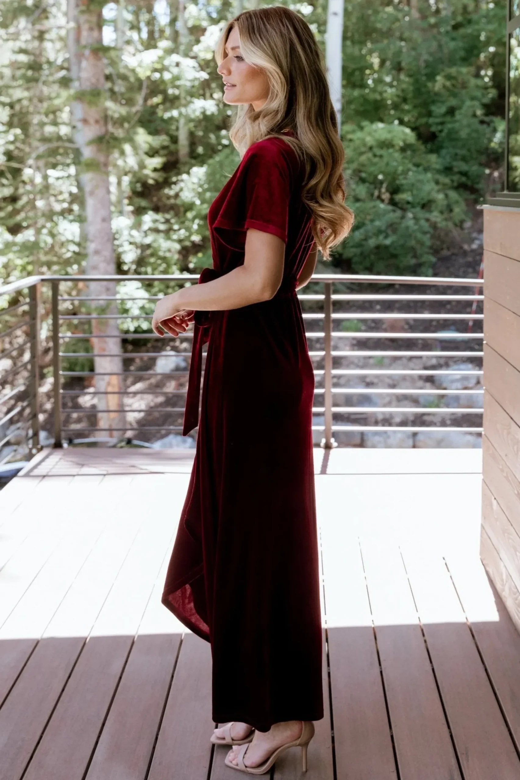 Baltic Born midi dresses|bump friendly|Nadine Velvet Midi Dress | Merlot