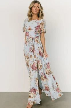 Baltic Born BEST SELLERS|Naomi Short Sleeve Maxi Dress | Blue Multi Floral