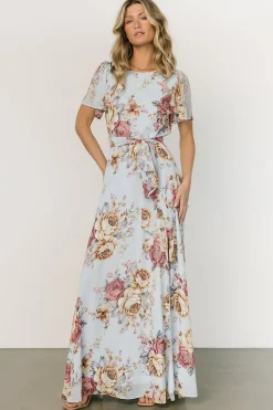 Baltic Born BEST SELLERS|Naomi Short Sleeve Maxi Dress | Blue Multi Floral