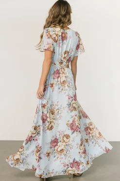 Baltic Born BEST SELLERS|Naomi Short Sleeve Maxi Dress | Blue Multi Floral