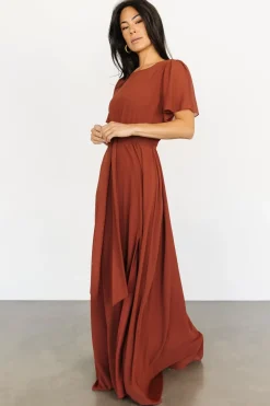 Baltic Born BEST SELLERS|Naomi Short Sleeve Maxi Dress | Cinnamon