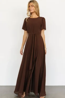 Baltic Born BEST SELLERS|Naomi Short Sleeve Maxi Dress | Espresso