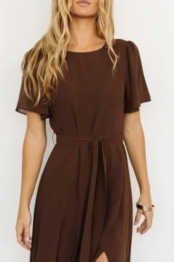 Baltic Born BEST SELLERS|Naomi Short Sleeve Maxi Dress | Espresso