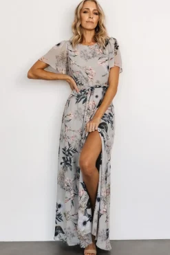 Baltic Born BEST SELLERS|Naomi Short Sleeve Maxi Dress | Pale Blue Floral