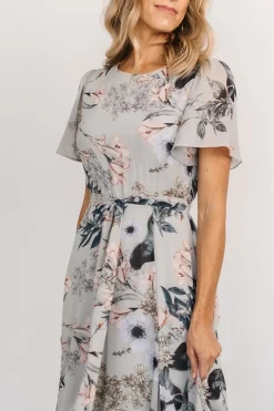 Baltic Born BEST SELLERS|Naomi Short Sleeve Maxi Dress | Pale Blue Floral