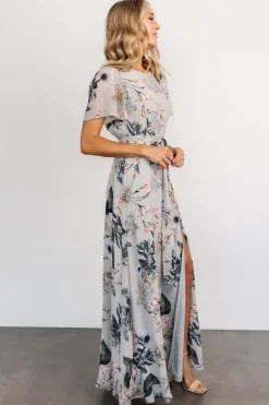 Baltic Born BEST SELLERS|Naomi Short Sleeve Maxi Dress | Pale Blue Floral