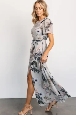 Baltic Born BEST SELLERS|Naomi Short Sleeve Maxi Dress | Pale Blue Floral