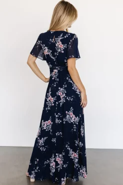 Baltic Born BEST SELLERS|Naomi Short Sleeve Maxi Dress | Navy Floral