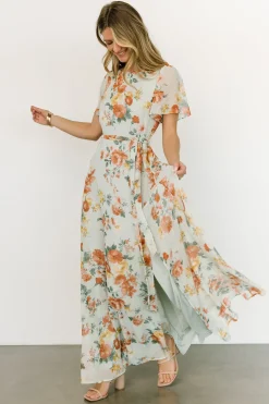 Baltic Born BEST SELLERS|Naomi Short Sleeve Maxi Dress | Sage Floral