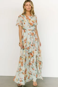 Baltic Born BEST SELLERS|Naomi Short Sleeve Maxi Dress | Sage Floral