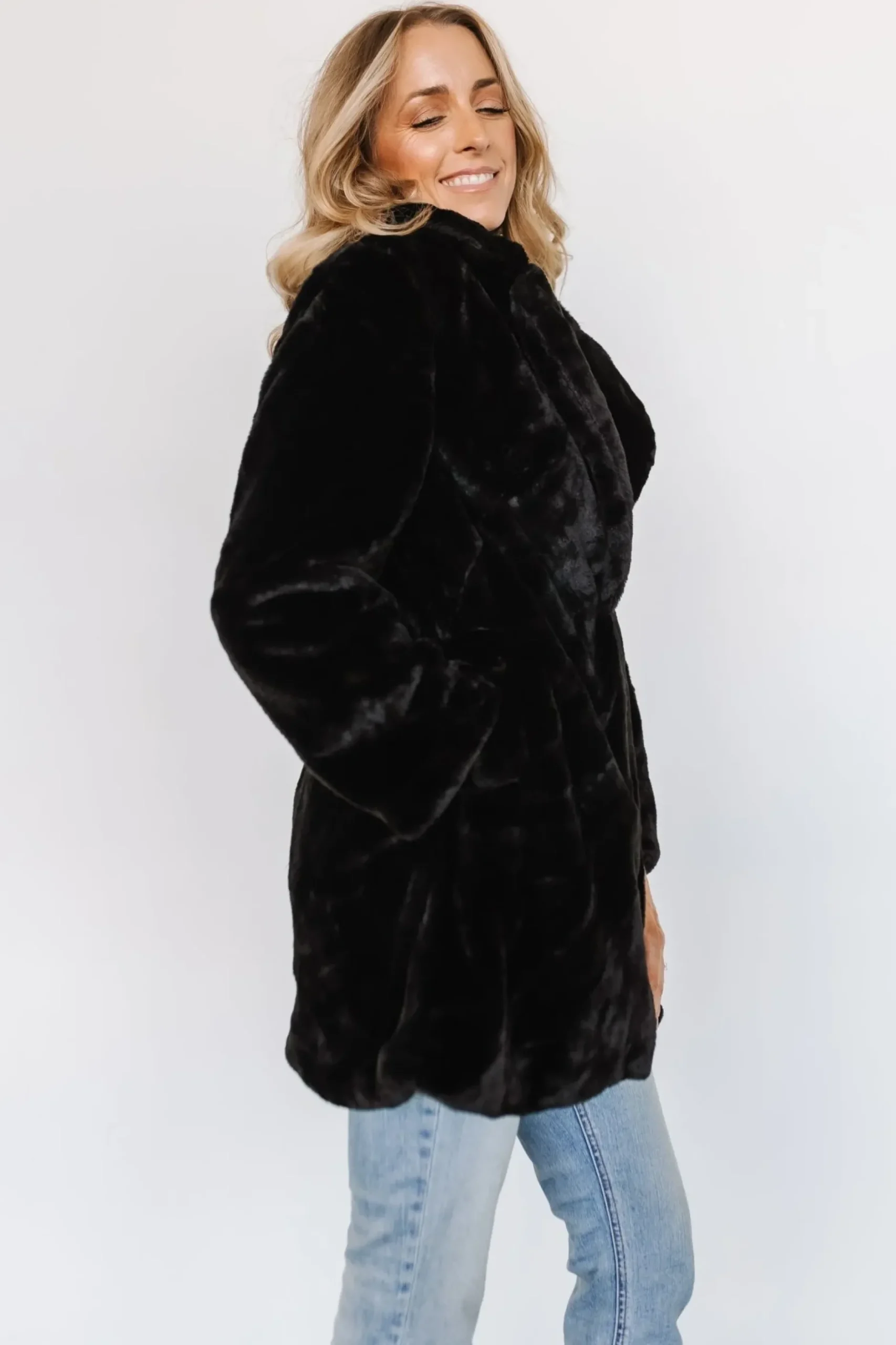 Baltic Born outerwear|Narla Faux Fur Coat | Black