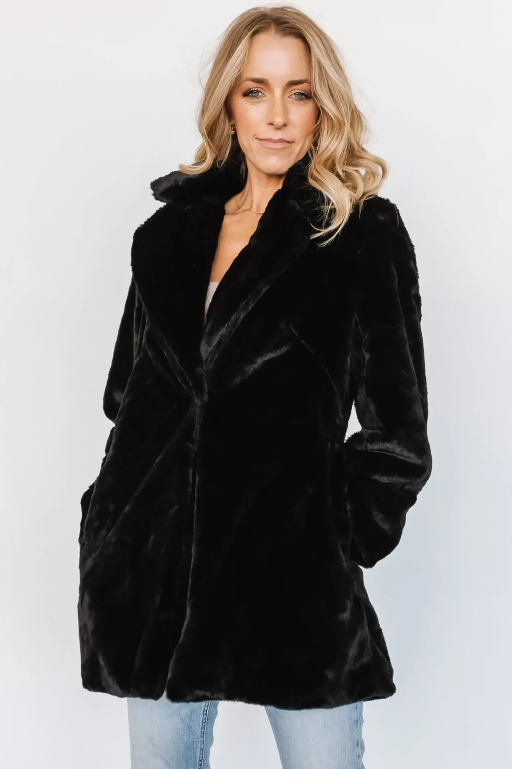 Baltic Born outerwear|Narla Faux Fur Coat | Black