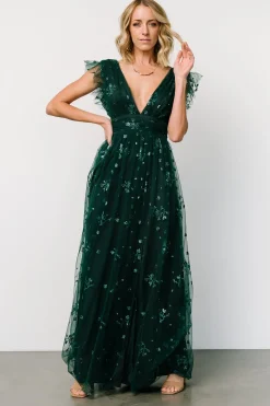 Baltic Born tulle styles|Natalia Floral Embellished Maxi Dress | Emerald