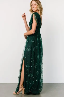 Baltic Born tulle styles|Natalia Floral Embellished Maxi Dress | Emerald