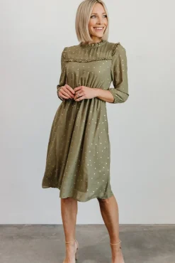 Baltic Born midi dresses|Nixon Pintuck Ruffle Midi Dress | Green