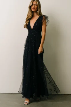 Baltic Born tulle styles|Nova Shimmer Maxi Dress | Navy