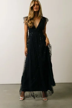Baltic Born tulle styles|Nova Shimmer Maxi Dress | Navy