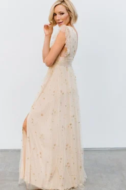 Baltic Born tulle styles|Nova Shimmer Maxi Dress | Gold