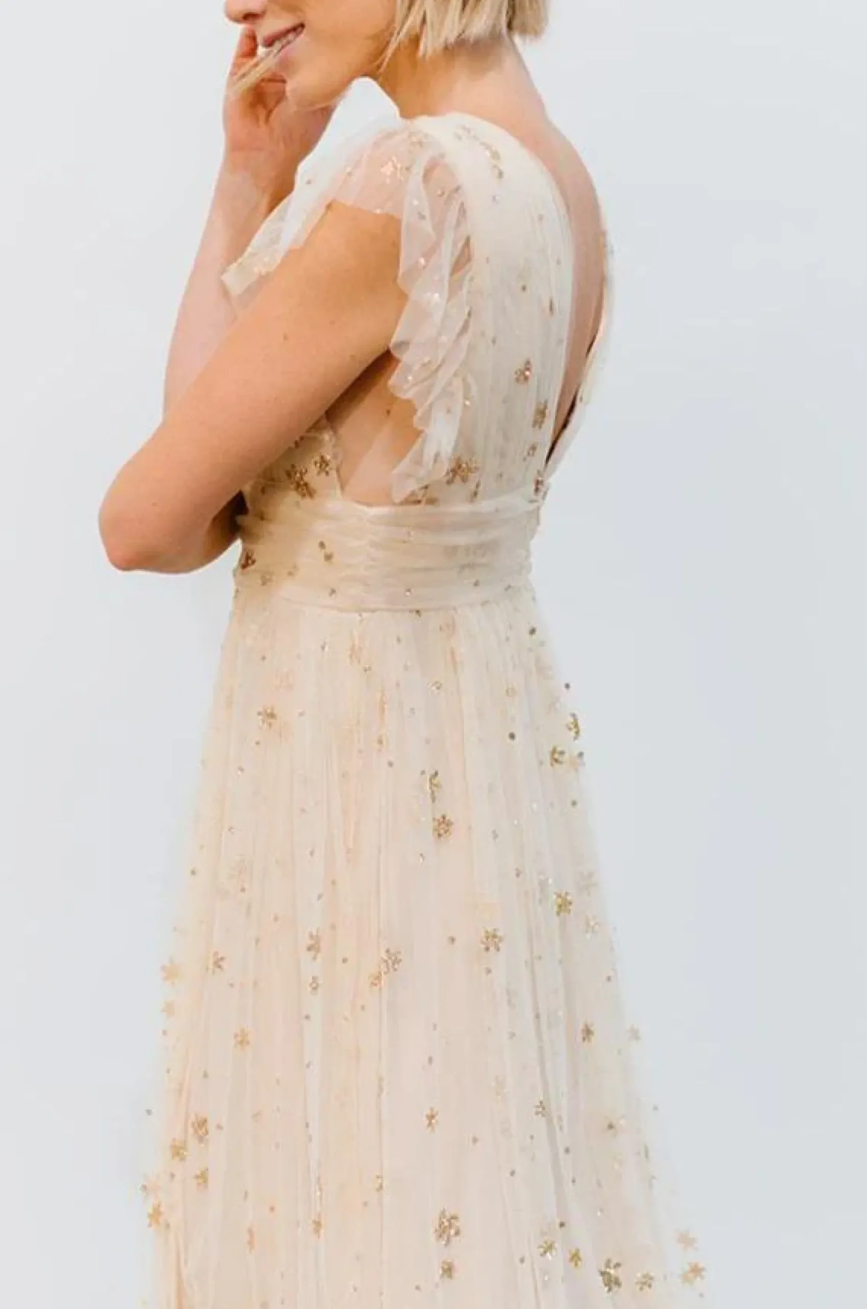 Baltic Born tulle styles|Nova Shimmer Maxi Dress | Gold