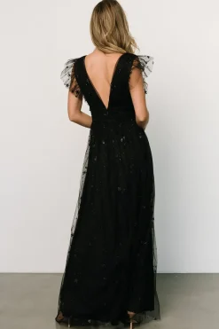 Baltic Born tulle styles|Nova Shimmer Maxi Dress | Black