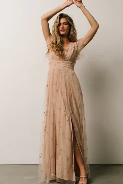 Baltic Born tulle styles|Nova Shimmer Maxi Dress | Natural + Blush