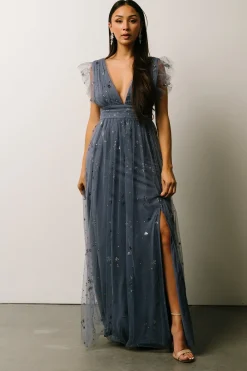 Baltic Born tulle styles|Nova Shimmer Maxi Dress | Slate Blue