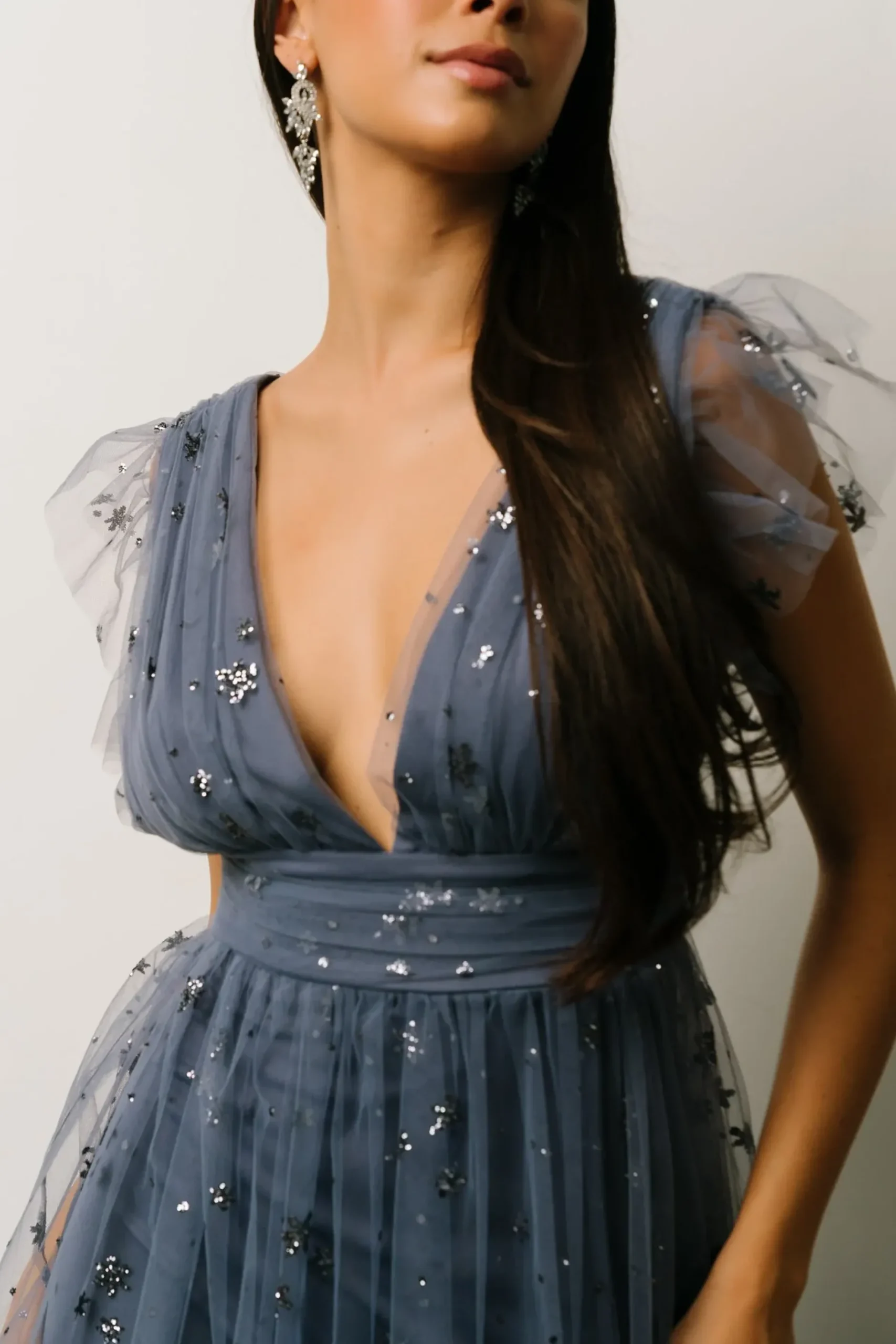Baltic Born tulle styles|Nova Shimmer Maxi Dress | Slate Blue