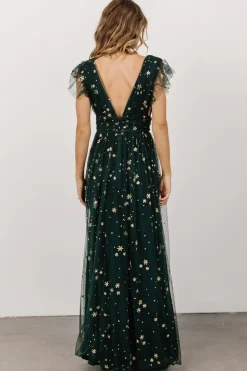 Baltic Born tulle styles|Nova Shimmer Maxi Dress | Green + Gold