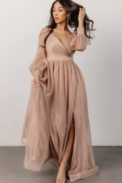 Baltic Born embellished + sequined|Octavia Shimmer Gown | Blush