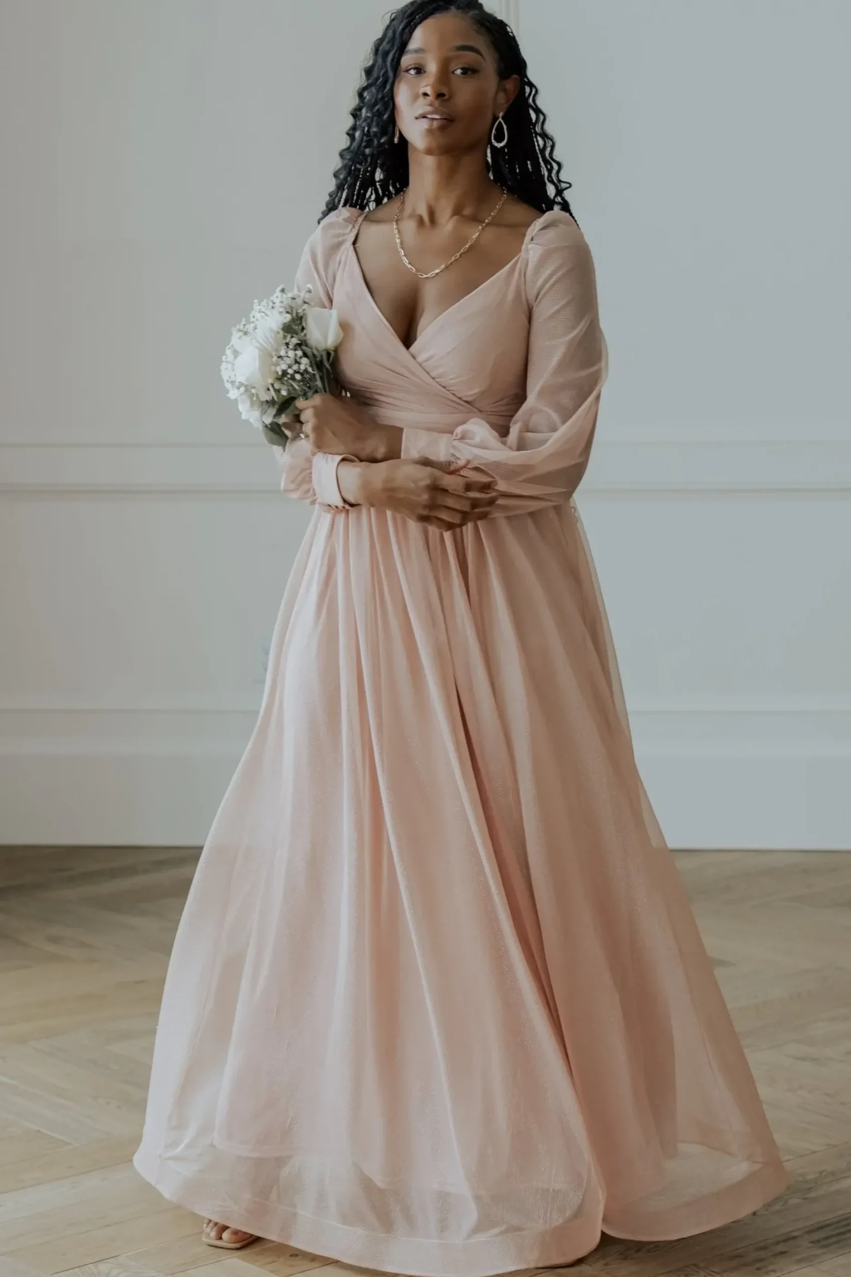 Baltic Born embellished + sequined|Octavia Shimmer Gown | Blush