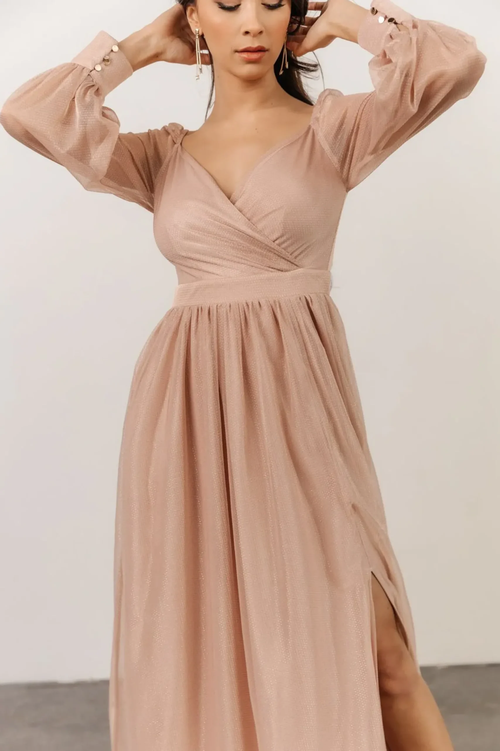 Baltic Born embellished + sequined|Octavia Shimmer Gown | Blush
