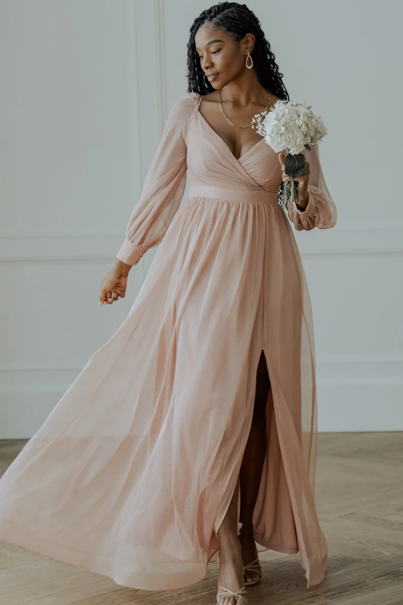 Baltic Born embellished + sequined|Octavia Shimmer Gown | Blush