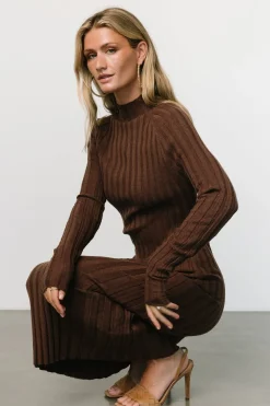 Baltic Born maxi dresses|TOPS|Oliver Ribbed Sweater Dress | Chocolate