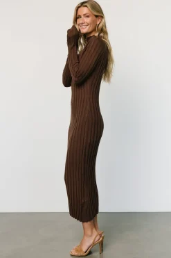 Baltic Born maxi dresses|TOPS|Oliver Ribbed Sweater Dress | Chocolate