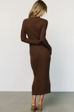Baltic Born maxi dresses|TOPS|Oliver Ribbed Sweater Dress | Chocolate