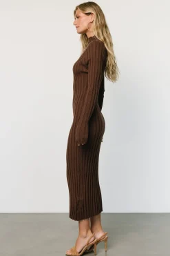 Baltic Born maxi dresses|TOPS|Oliver Ribbed Sweater Dress | Chocolate