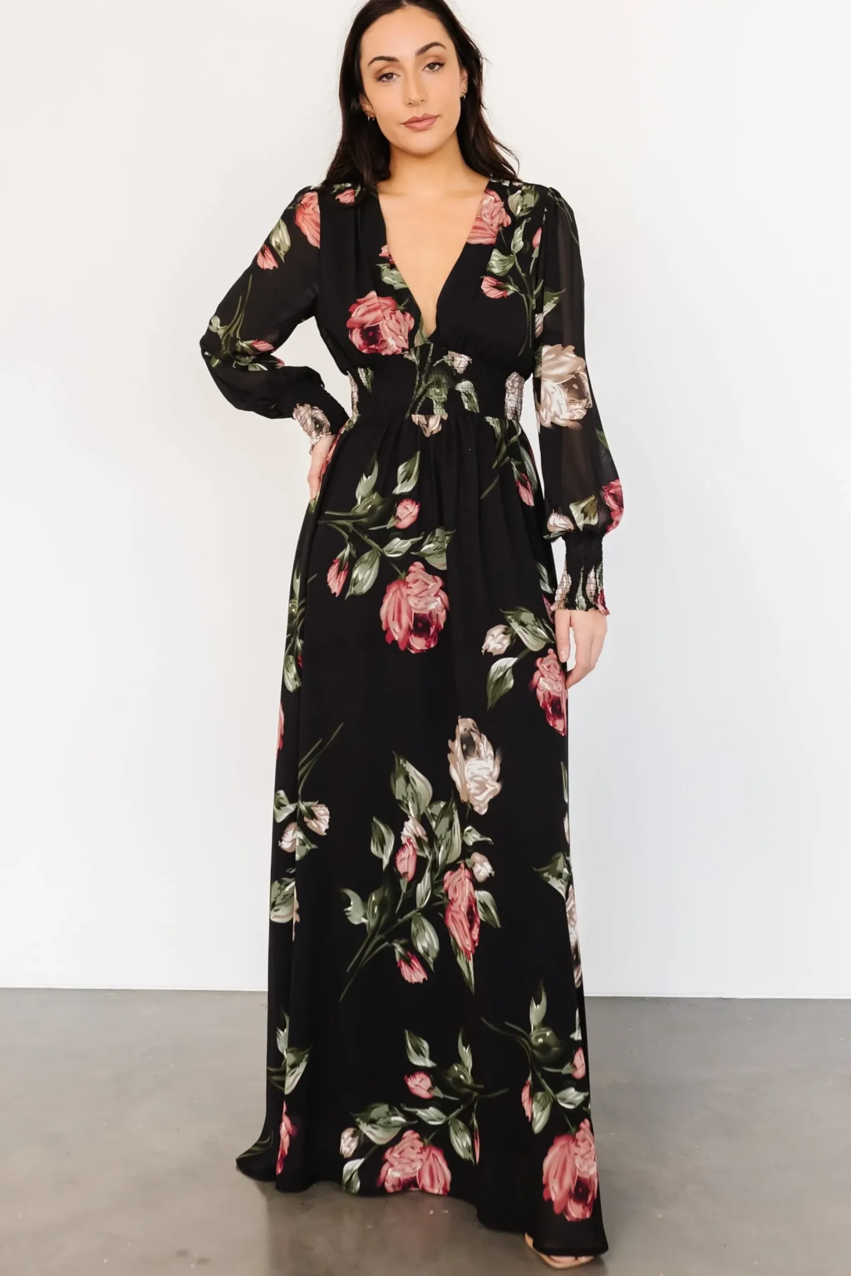 Baltic Born WEDDING SUITE|wedding guest|Olivia Maxi Dress | Black Rose Floral