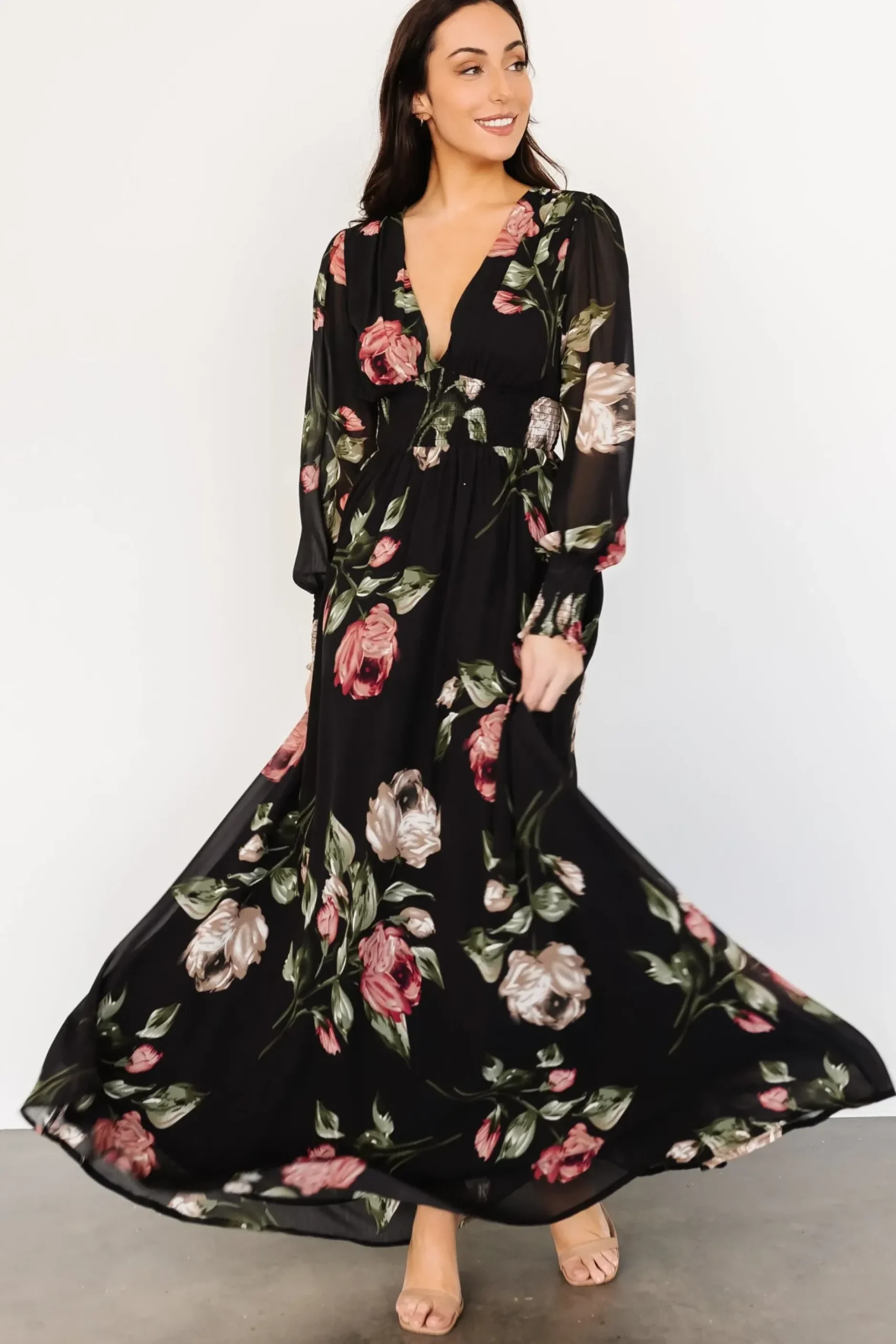Baltic Born WEDDING SUITE|wedding guest|Olivia Maxi Dress | Black Rose Floral