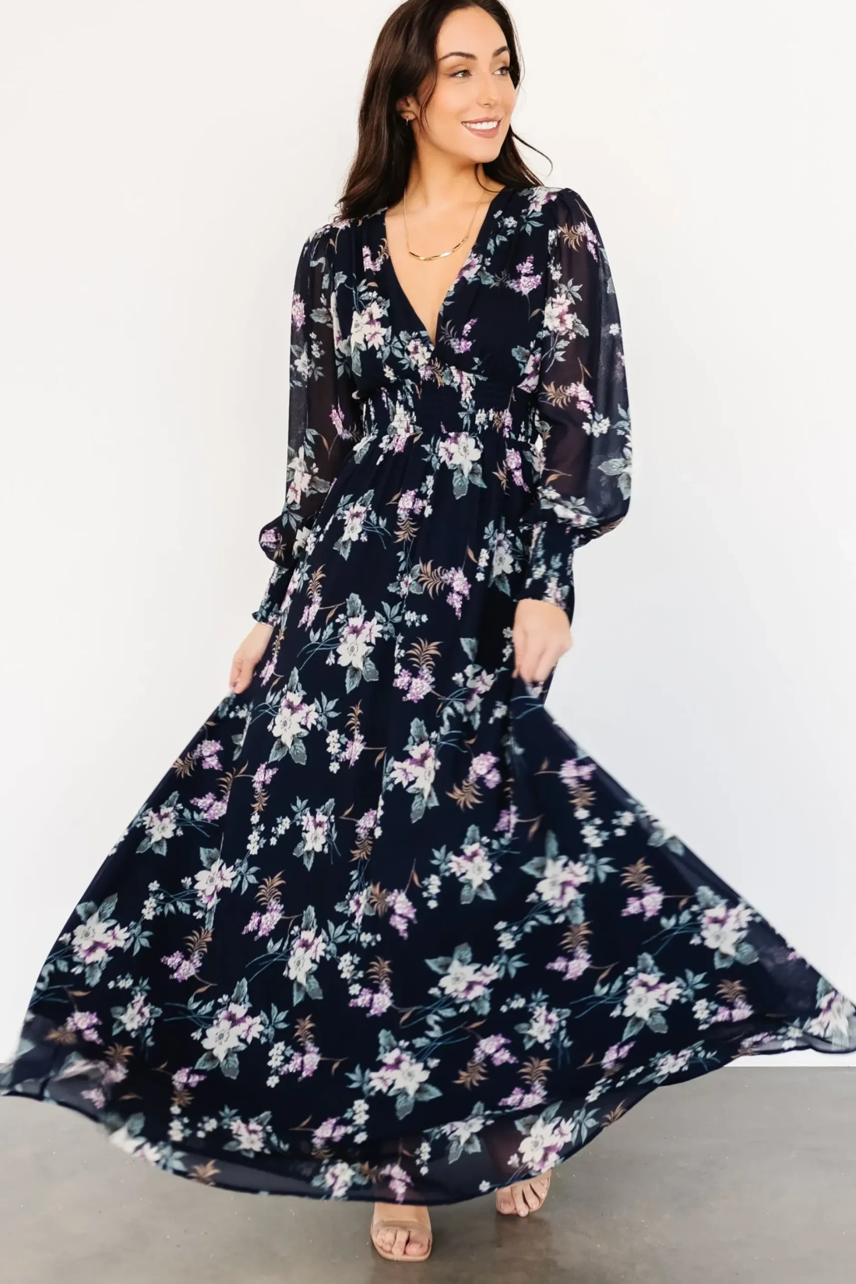 Baltic Born WEDDING SUITE|wedding guest|Olivia Maxi Dress | Navy Garden Floral