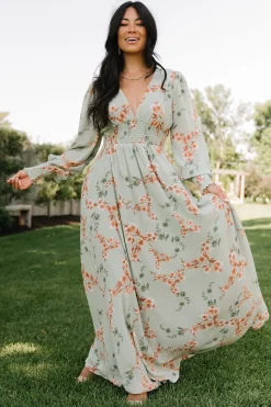 Baltic Born WEDDING SUITE|wedding guest|Olivia Maxi Dress | Sage + Peach Floral