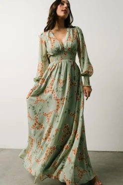 Baltic Born WEDDING SUITE|wedding guest|Olivia Maxi Dress | Sage + Peach Floral