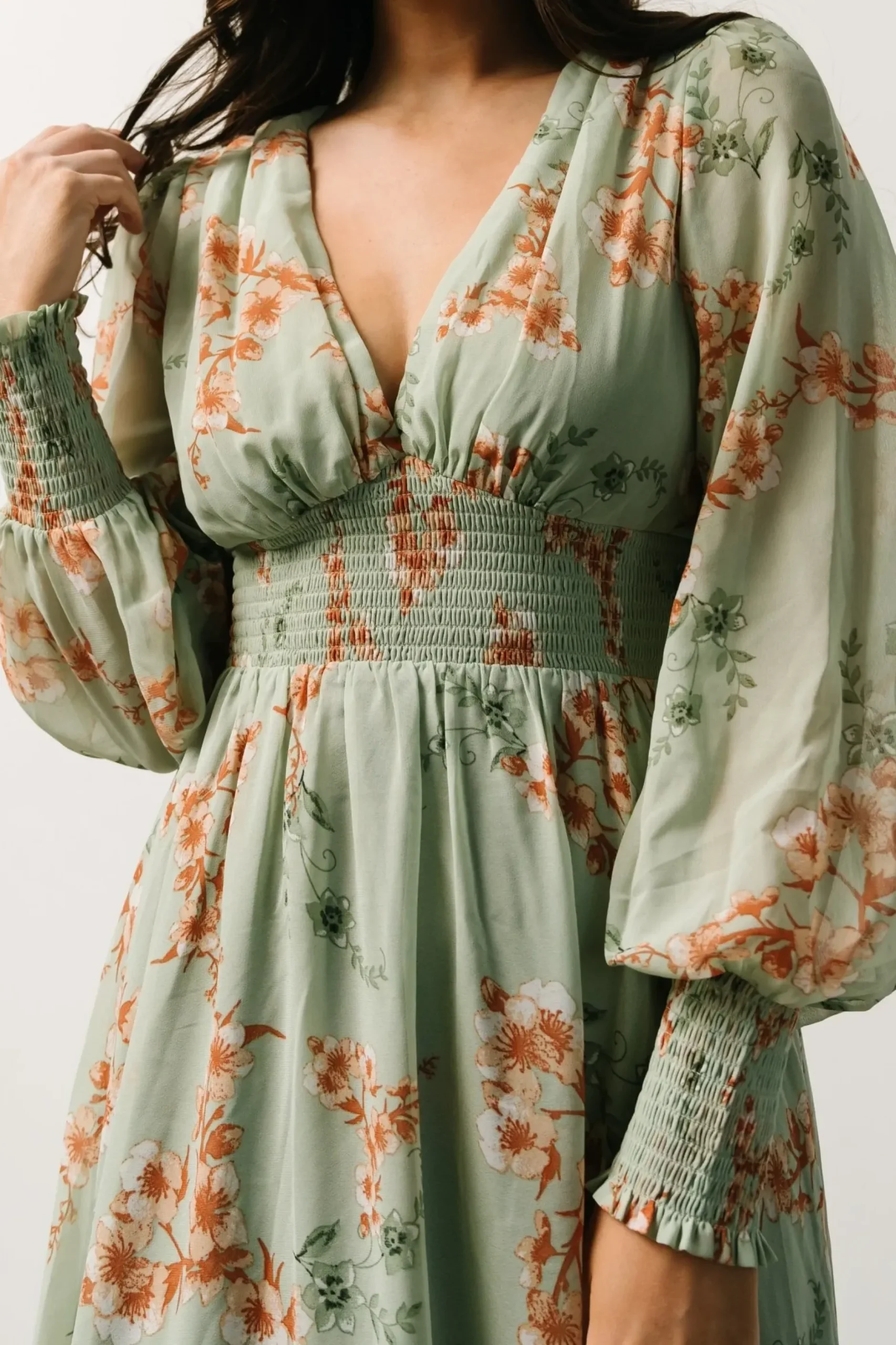 Baltic Born WEDDING SUITE|wedding guest|Olivia Maxi Dress | Sage + Peach Floral