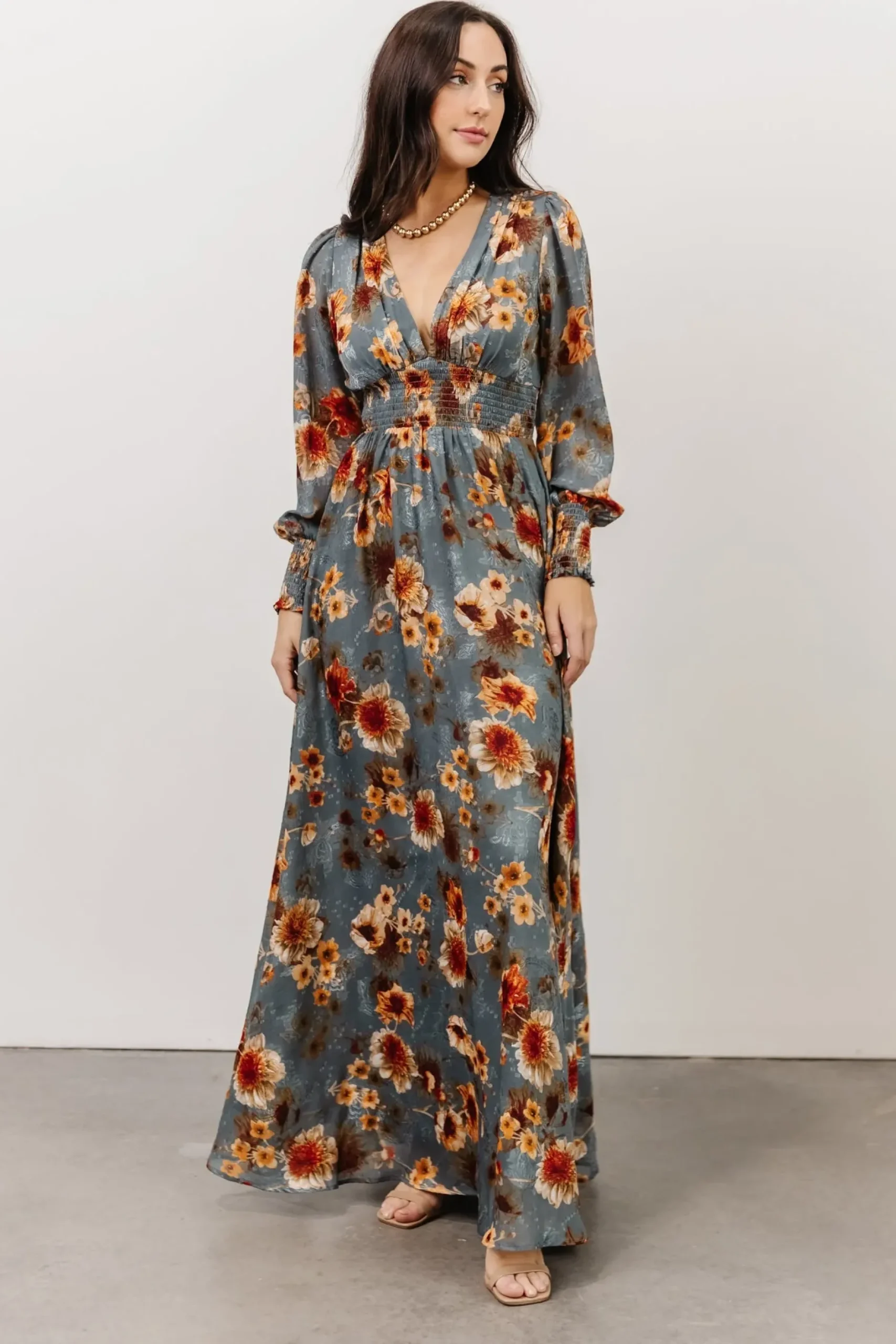 Baltic Born WEDDING SUITE|wedding guest|Olivia Maxi Dress | Slate + Rust Floral